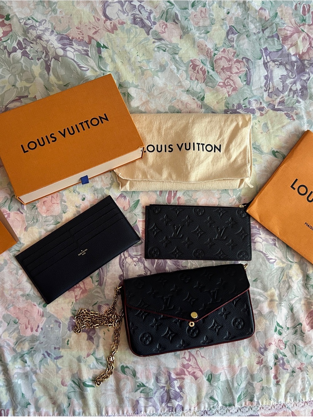 Louis Vuitton Black Monogram Envelope Chain Wallet with Gold-Tone Chain